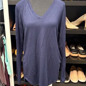CAbi Navy Long Sleeve V-Neck Top